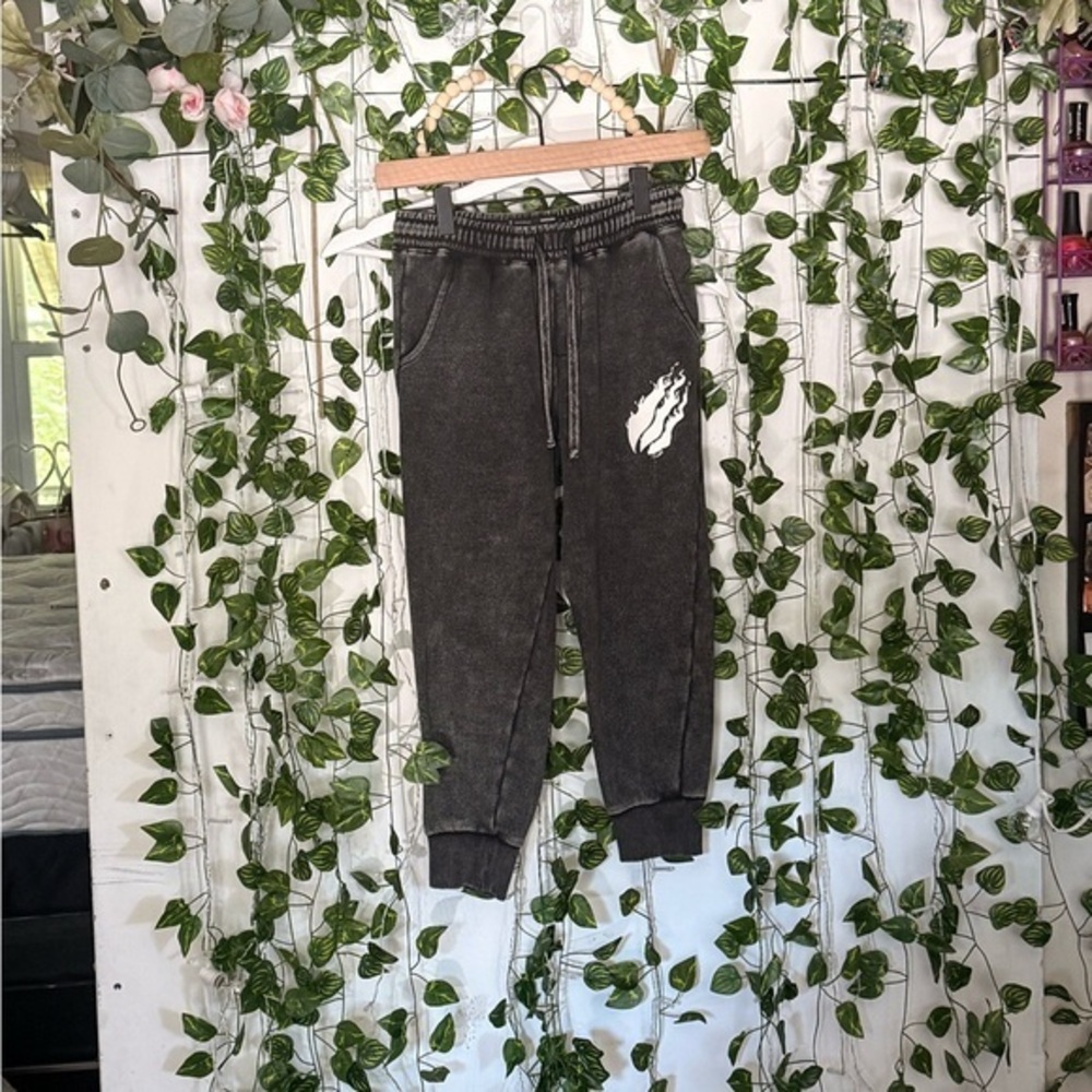 Fire Merch Black YM Gray Pants